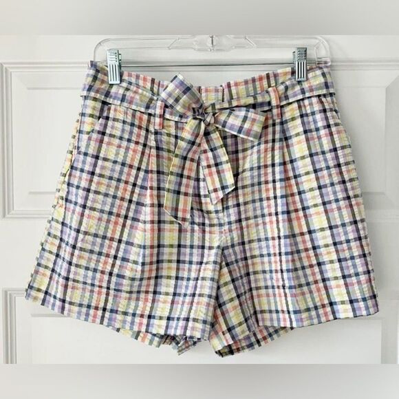 NWT LOFT High Waist Paperbag Shorts in Plaid - Picture 4 of 12
